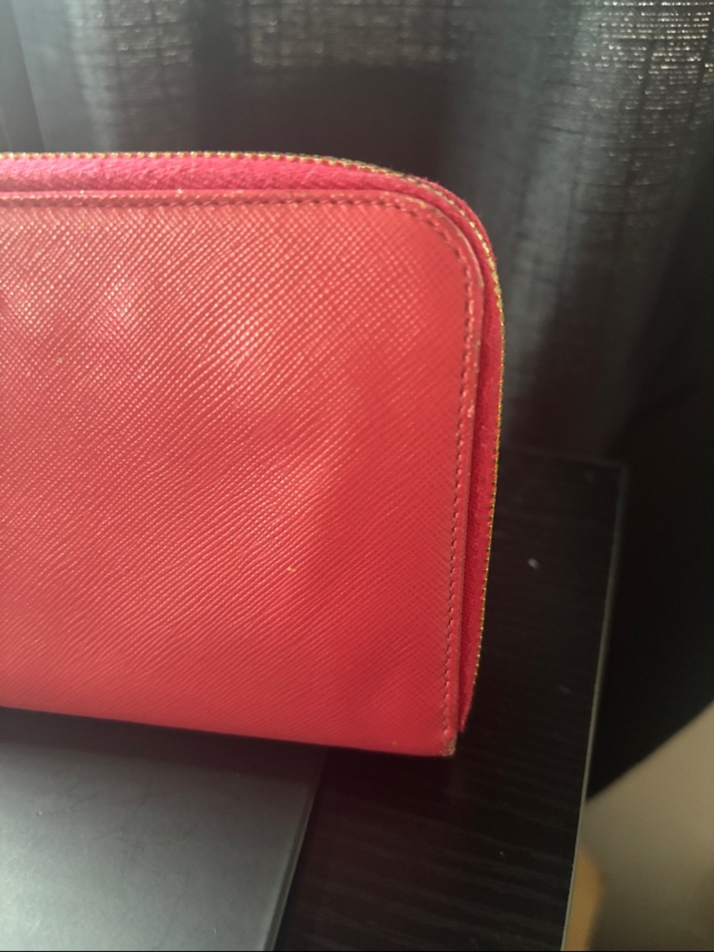 Prada Pink Saffiano Zip Wallet with Gold Logo - Picture 5 of 17